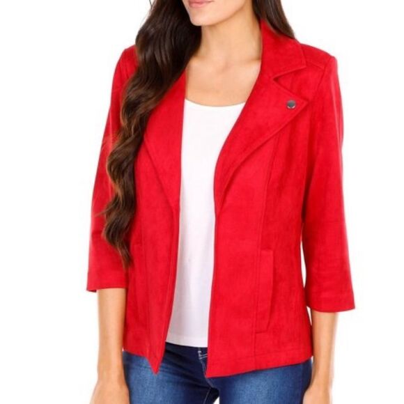 NYCC red faux suede blazer jacket size small NWT - Picture 1 of 7